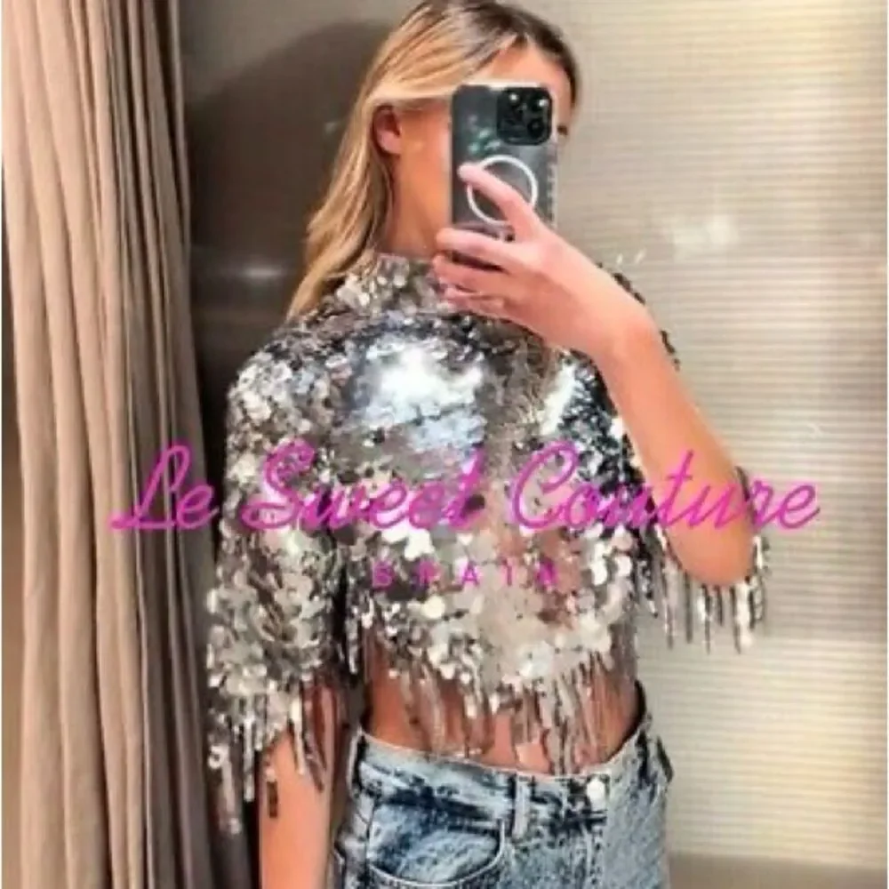 ZARA SILVER SEQUIN CAPE